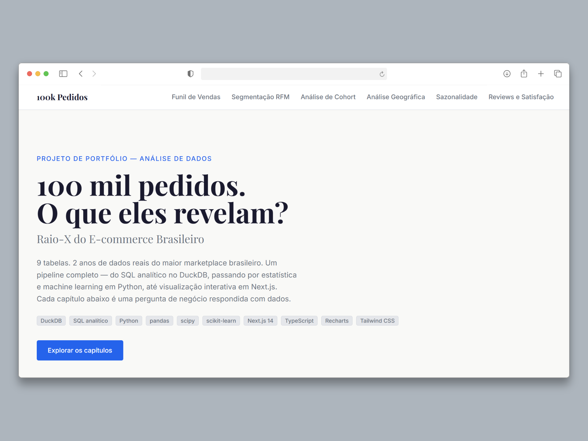 Screenshot of the 100k Orders dashboard